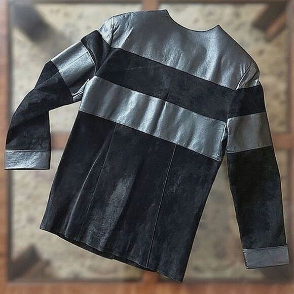 Vtg Massimo black suede and leather paneled jacket - Picture 7 of 12